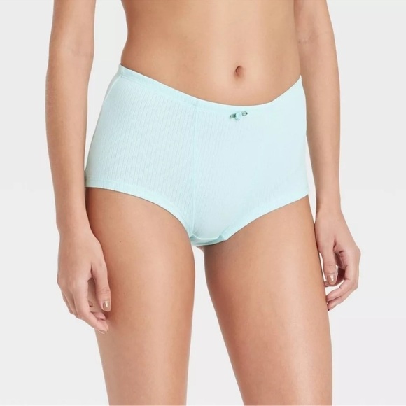 1pc Women's Pointelle Boy Shorts  High Waist Colsie Blue size Large (12-14) - Picture 1 of 11